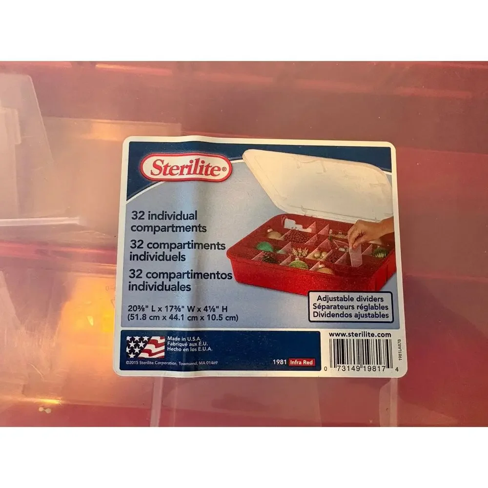 Sterilite 32 Compartment Storage Organizer Red Adjustable Dividers Craft Beads